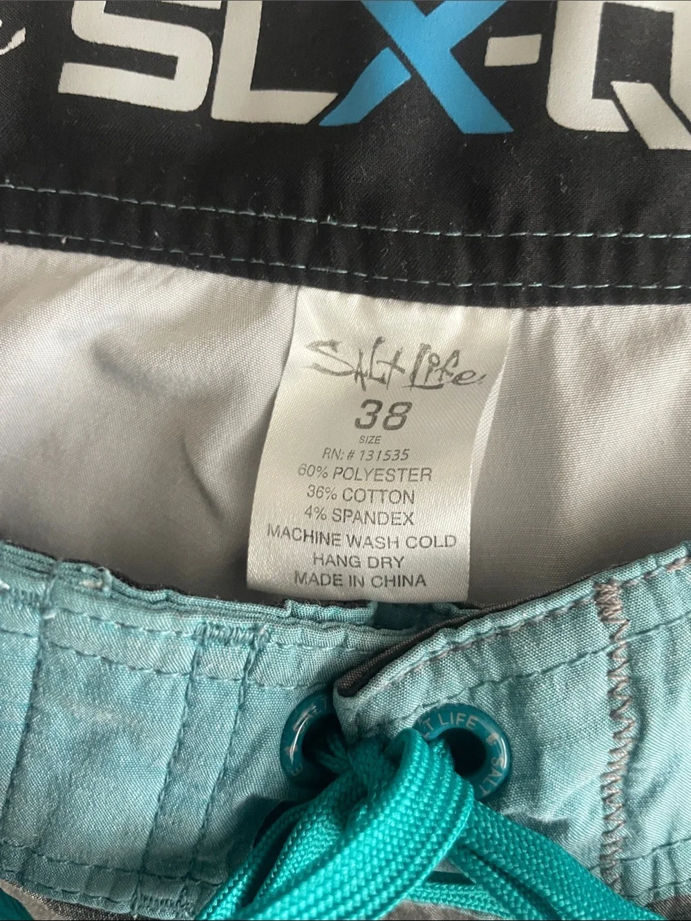 Men's Gray Swim Trunks with Teal Accents